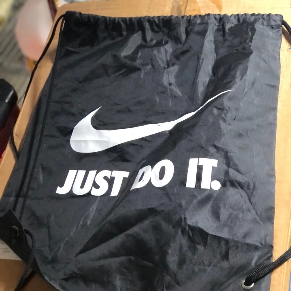 Nike Black Drawstring Gym Sack with White Swoosh & 
